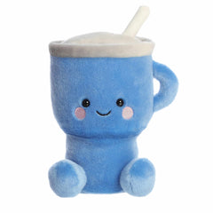 Travel Cup plush from Party-Sized Palm Pals, featuring a bright blue travel cup design with a lid and straw