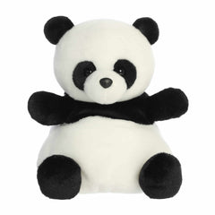 Panda plush from Party-Sized Palm Pals, featuring stark black and white coloring and friendly eyes