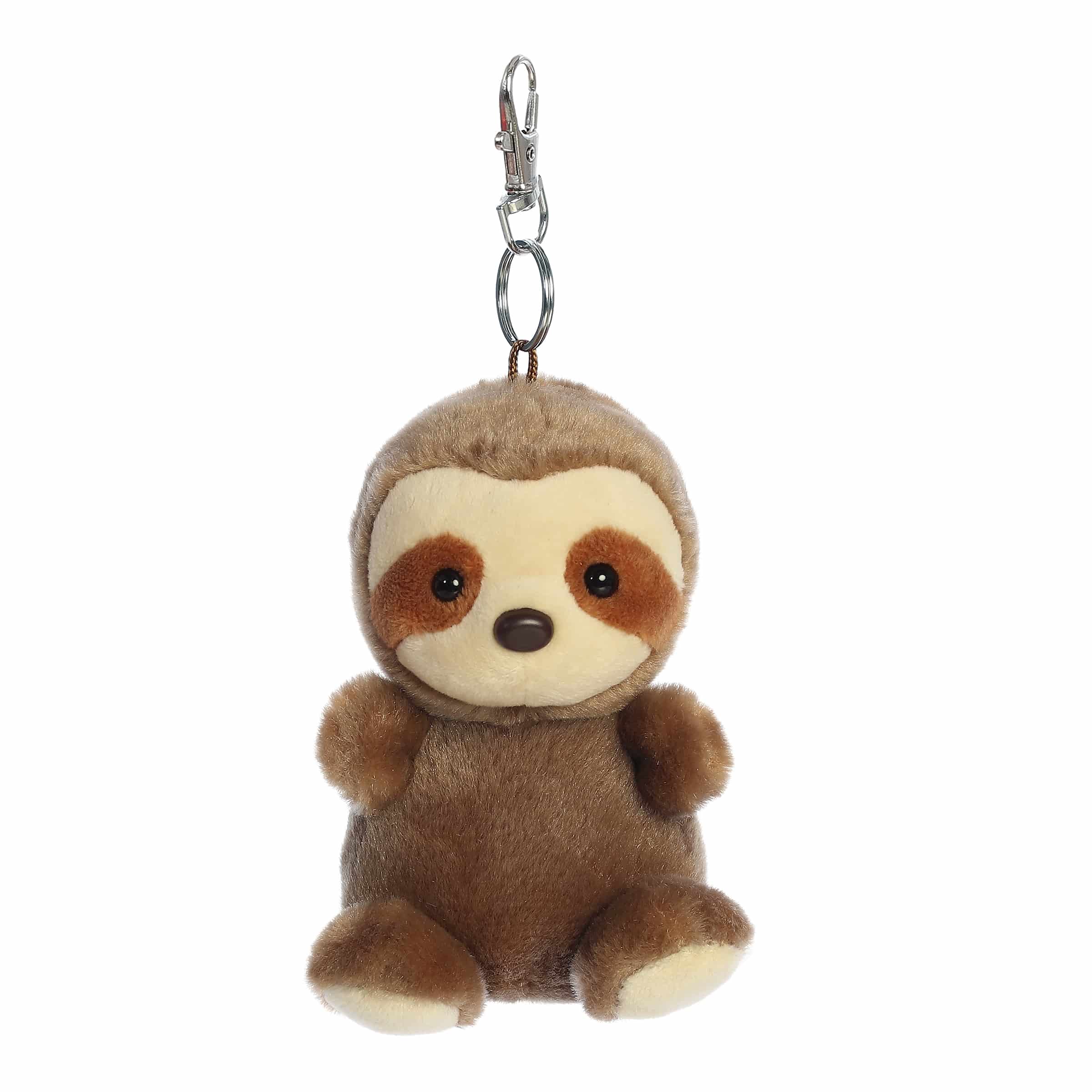Sloth plush Clip-On from Palm Pals, featuring a soft brown body with distinctive facial markings and a relaxed expression