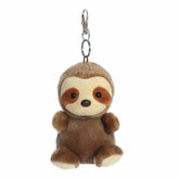 Sloth plush Clip-On from Palm Pals, featuring a soft brown body with distinctive facial markings and a relaxed expression