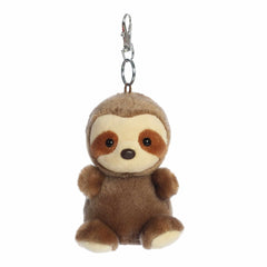 Sloth plush Clip-On from Palm Pals, featuring a soft brown body with distinctive facial markings and a relaxed expression