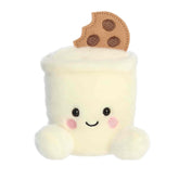 A small white milk plush with rosy cheeks and a smiling cookie on top from Palm Pals by Aurora.
