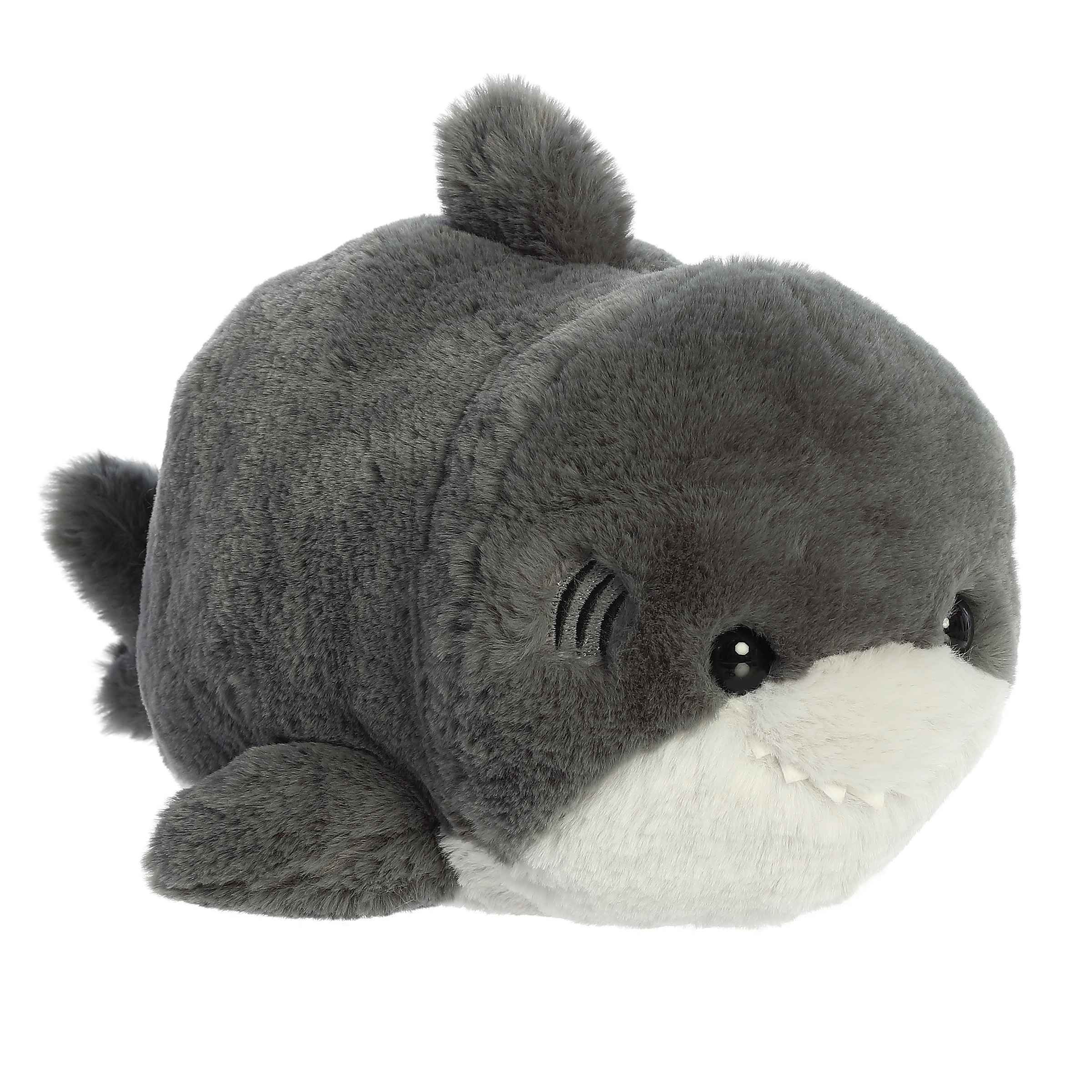 Sebastian Shark plush from Spudsters, potato-like body, gentle features, soft