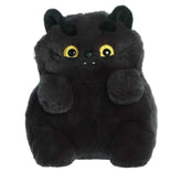 Storm plush MewMews, soft black fur, captivating yellow eyes, contemplative expression, with personality booklet and sticker