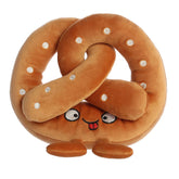 Prima Pretzel plush from Wackadoodles, featuring a twisty brown body with embroidered salt details