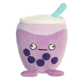 Bobbie Boba plush from Wackadoodles, featuring a purple body with boba pearls and a cream swirl