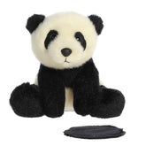 Plush toy of Min Panda from the Shoulderkins collection with black and white fur and a magnetic base.