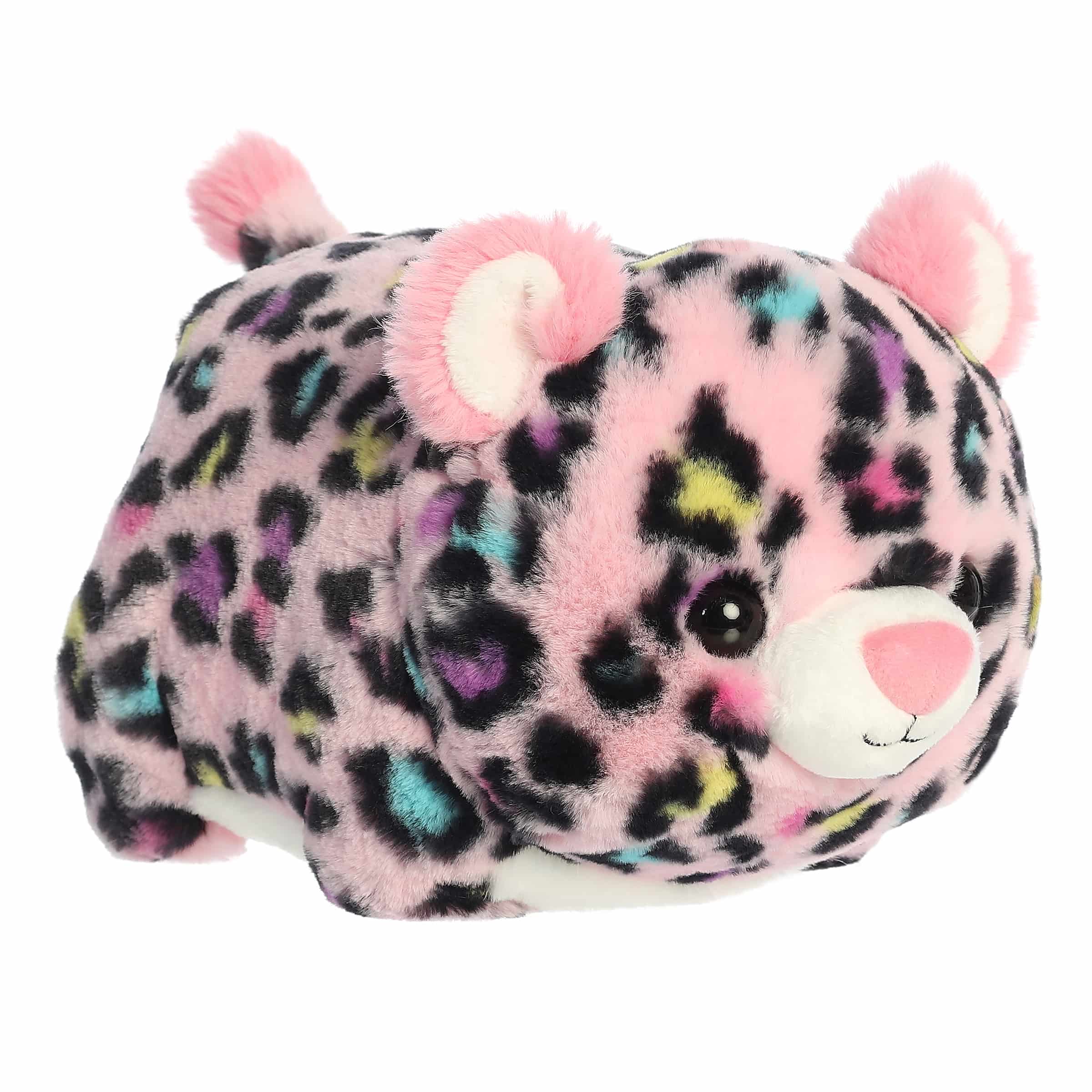 Pink Leopard plush from the Spudsters collection, featuring eye-catching pink and multicolored spotted fur