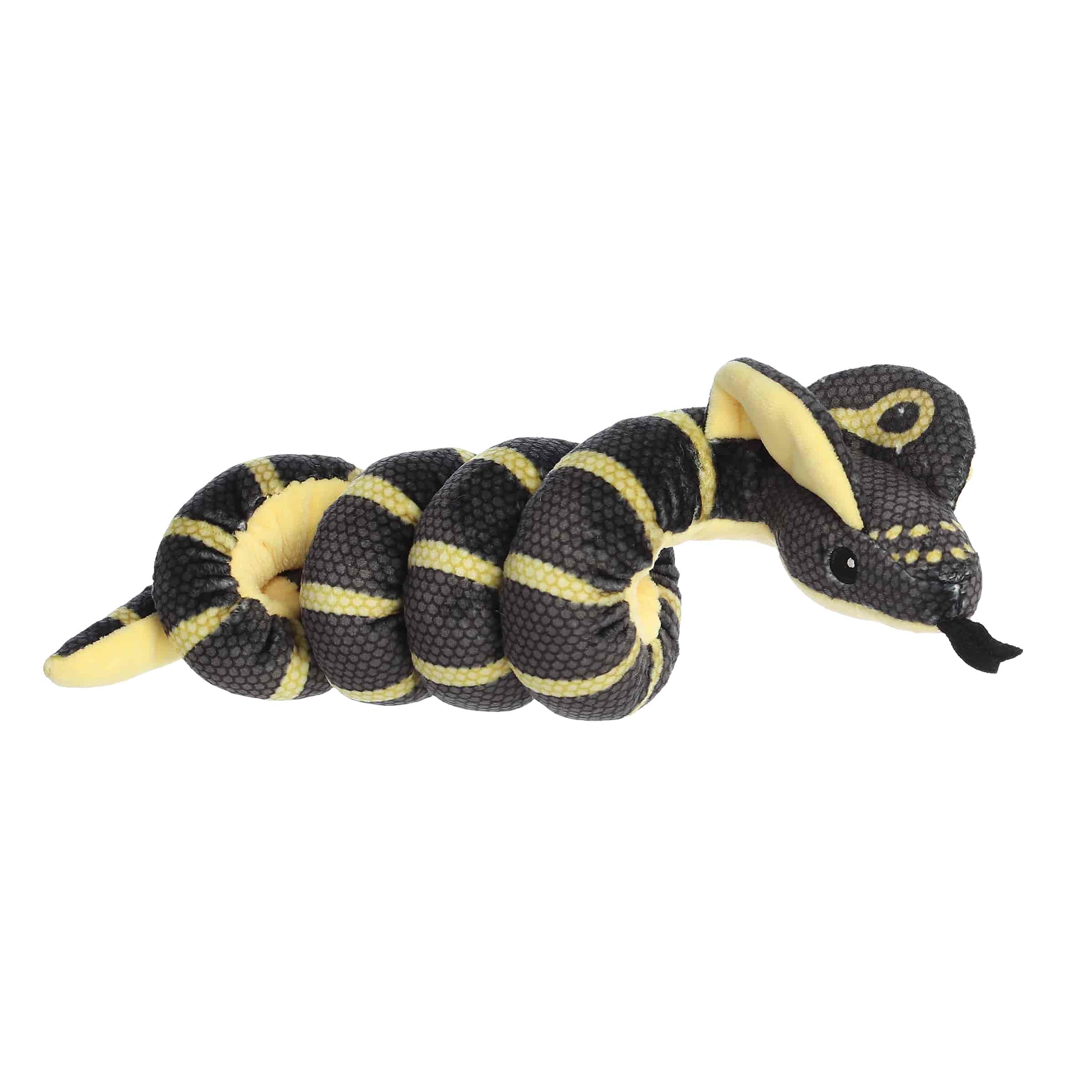 A black-and-yellow cobra plush designed to wrap around the wrist from Wrist Wranglers by Aurora.