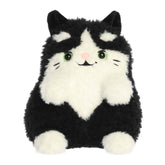 A black-and-white tuxedo cat plush with green eyes and a smug smile from MewMews by Aurora.