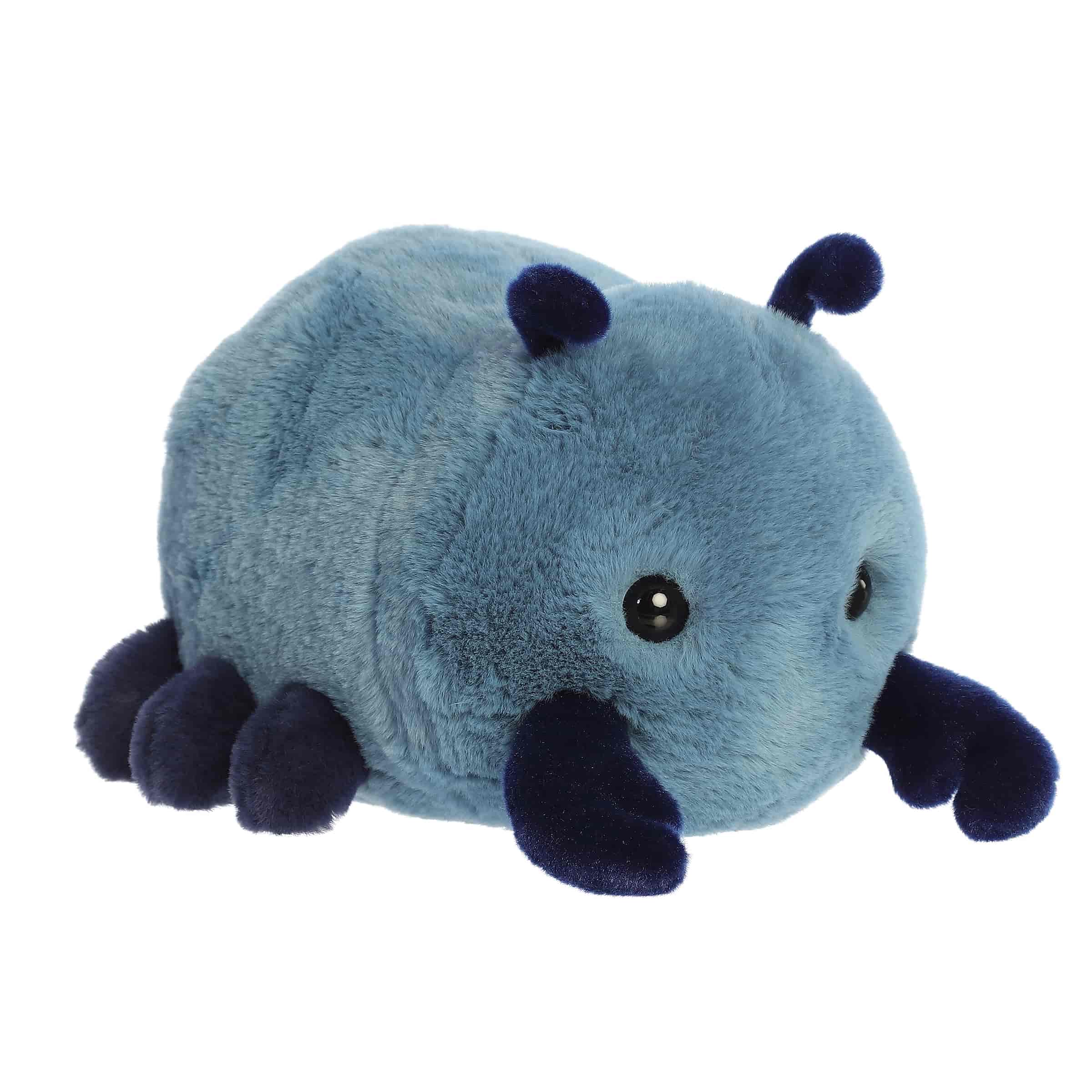 A round blue beetle plush with navy accents and small antennae from Spudsters by Aurora.
