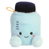 Rowan Water Bottle plush, seafoam-blue with navy cap and measurement markings, from Palm Pals.