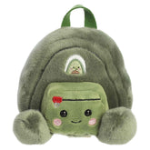 Rainier Backpack plush, forest-green with red handle and zipper detail, from Palm Pals.