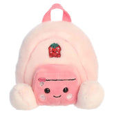 Francisca Backpack plush, pink with strawberry embroidery and dark pink pocket, from Palm Pals