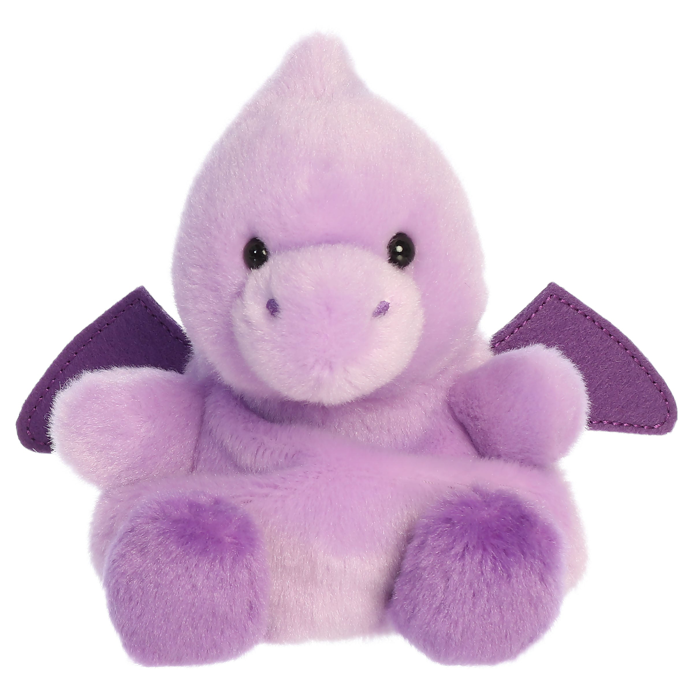 A pterodactyl plush toy from Aurora with purple fur, little wings, and a sweet embroidered face.