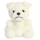 Mascot White Bulldog plush with white body, sturdy stance, floppy ears, and determined face