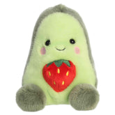 Aimee Strawberry Avocado plush with green avocado body, smiling face, and bright red strawberry center