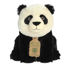 An Eco Hugs Panda plush by Aurora made from recycled materials featuring soft black-and-white fur
