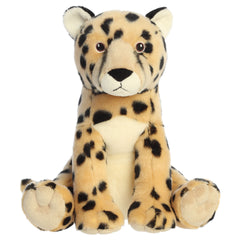 A cheetah plush toy from Aurora with a golden coat, spotted pattern, and a realistic pose.