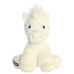 A horse plush toy from Aurora with a creamy white coat, soft mane, and lifelike details.