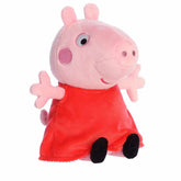 Peppa Pig plush from Aurora, featuring Peppa in a soft red dress, designed for both quality and durability