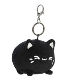 Plush clip-on of Black Sesame Meowchi from the Tasty Peach collection with tiny whiskers and soft black fur.