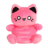 A bright pink Meowchi kitty plush with big sparkling eyes and a sweet smile from the Tasty Peach Palm Pals Collection.