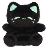 A black cat plush toy from Aurora with rounded paws, mint green inner ears, and a matching mint facial expression.