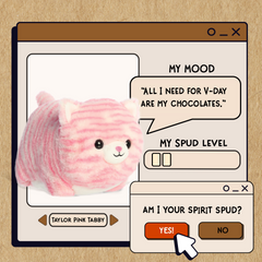 A spudsters product card for the Taylor Pink Tabby plush by Aurora