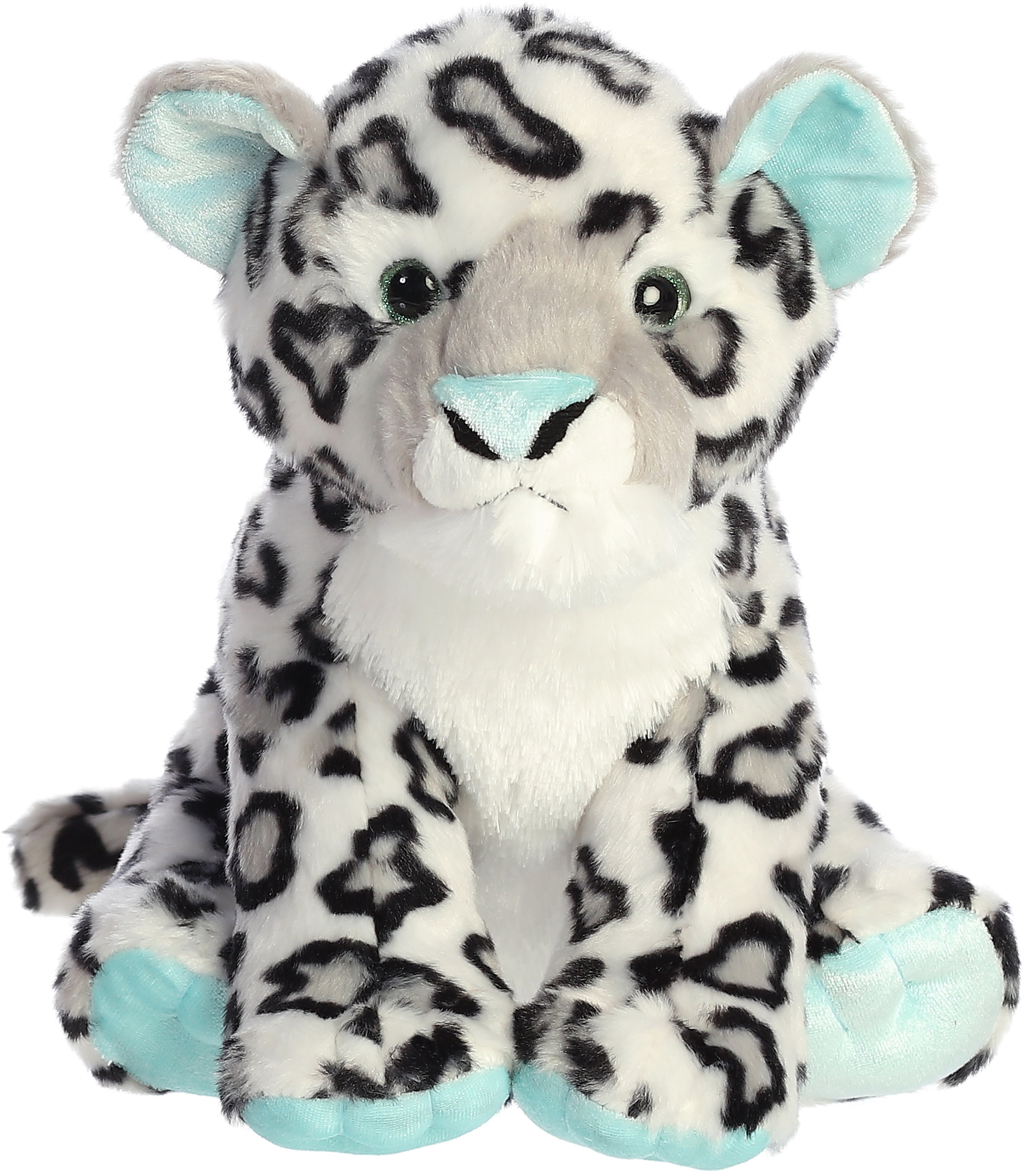 Mint-colored Snow Leopard plush from Destination Nation by Aurora, with unique spots!