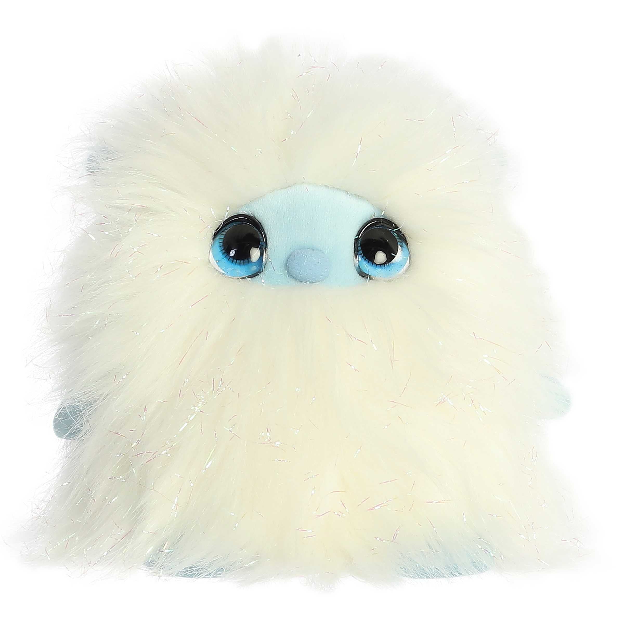 Cuddles The Yeti plush from Aurora's Holiday Collection, with glittering fur and blue eyes, perfect for festive cuddles!