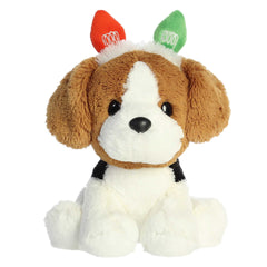 Brody Beagle plush from Aurora's Holiday Cheer Collection, with holiday-light-themed ears, perfect for cuddles.