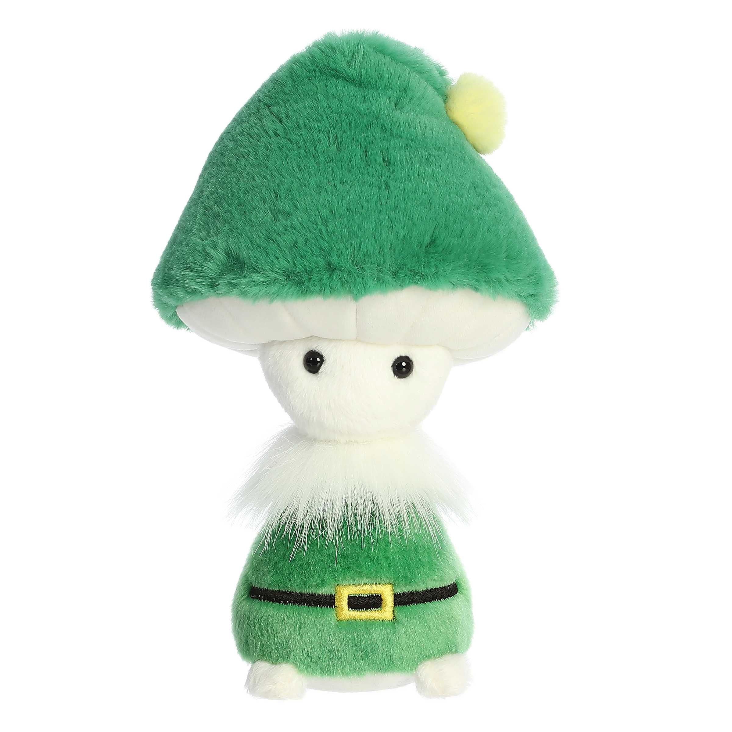 Fungi Friends Elf plush by Aurora, with green cap, perfect for festive and magical holiday decorating.