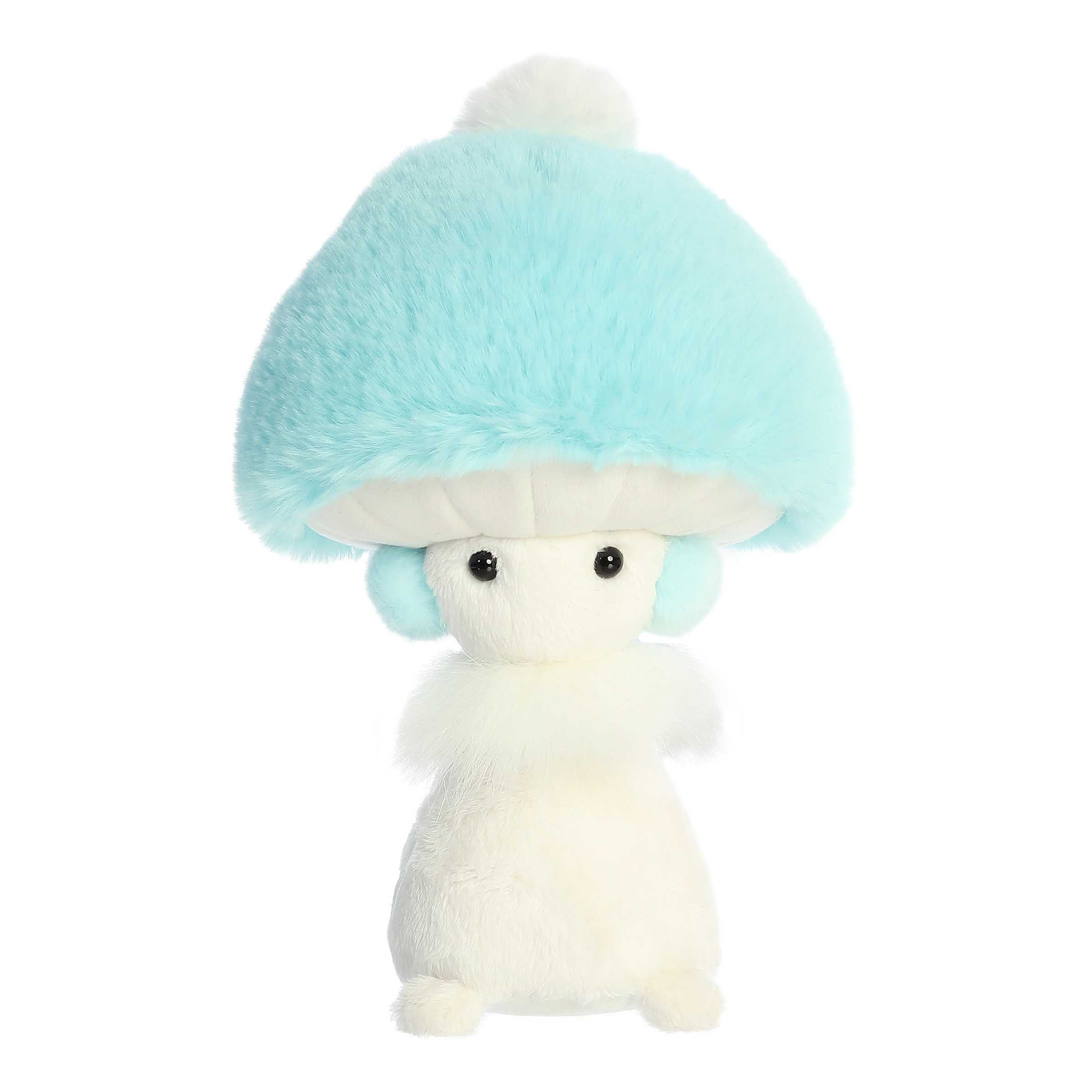 Fungi Friends Earmuffs plush by Aurora, with vivid blue mushroom cap, adding whimsy and color.