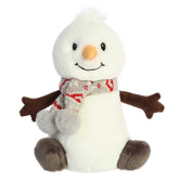 Land of Lils Wren Snowman plush by Aurora, festive with a knitted scarf, adds holiday spirit