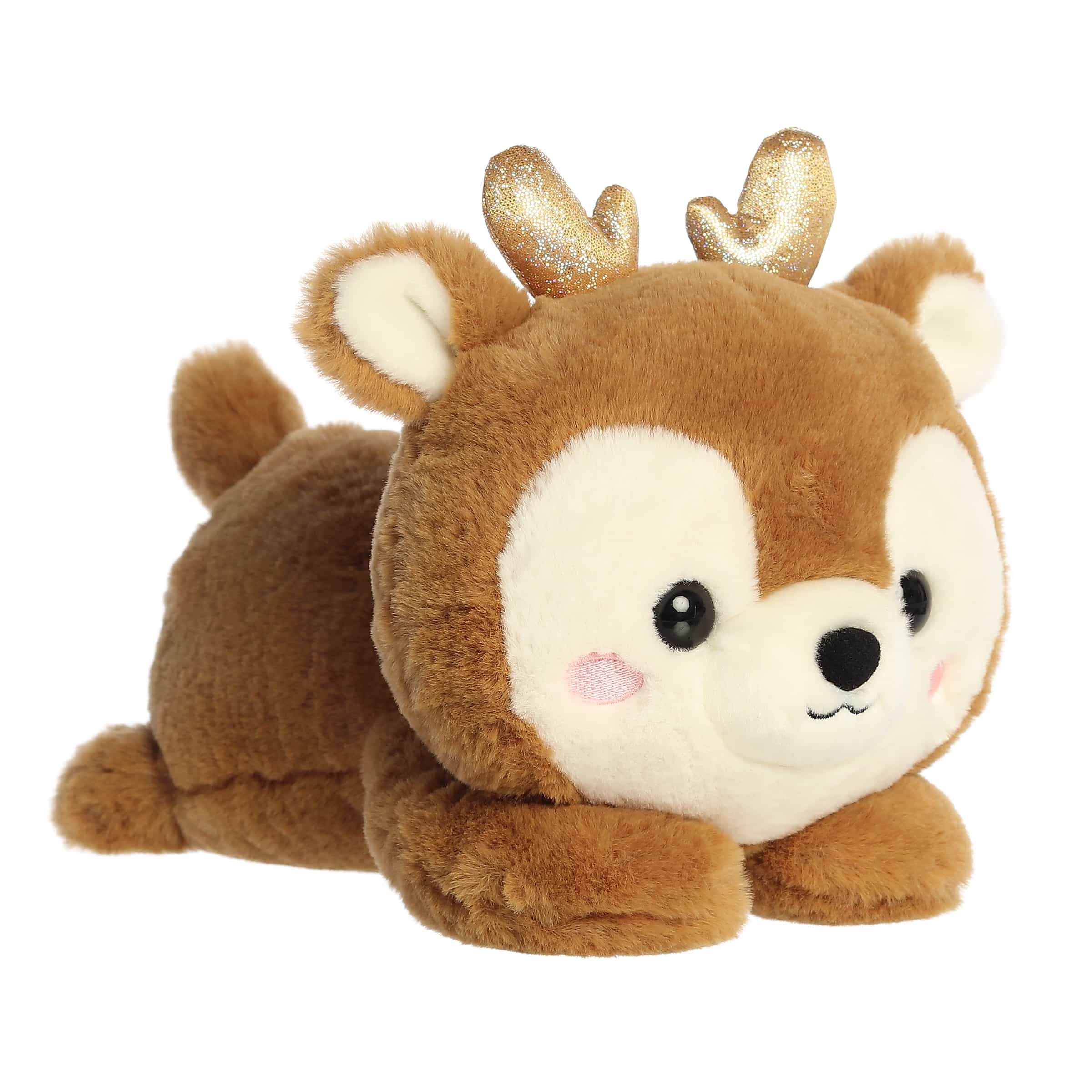 Soft reindeer plush with a huggable body and friendly face, ideal for festive décor or cuddly holiday companionship