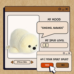 A spudsters product card for the Stella Seal plush by Aurora