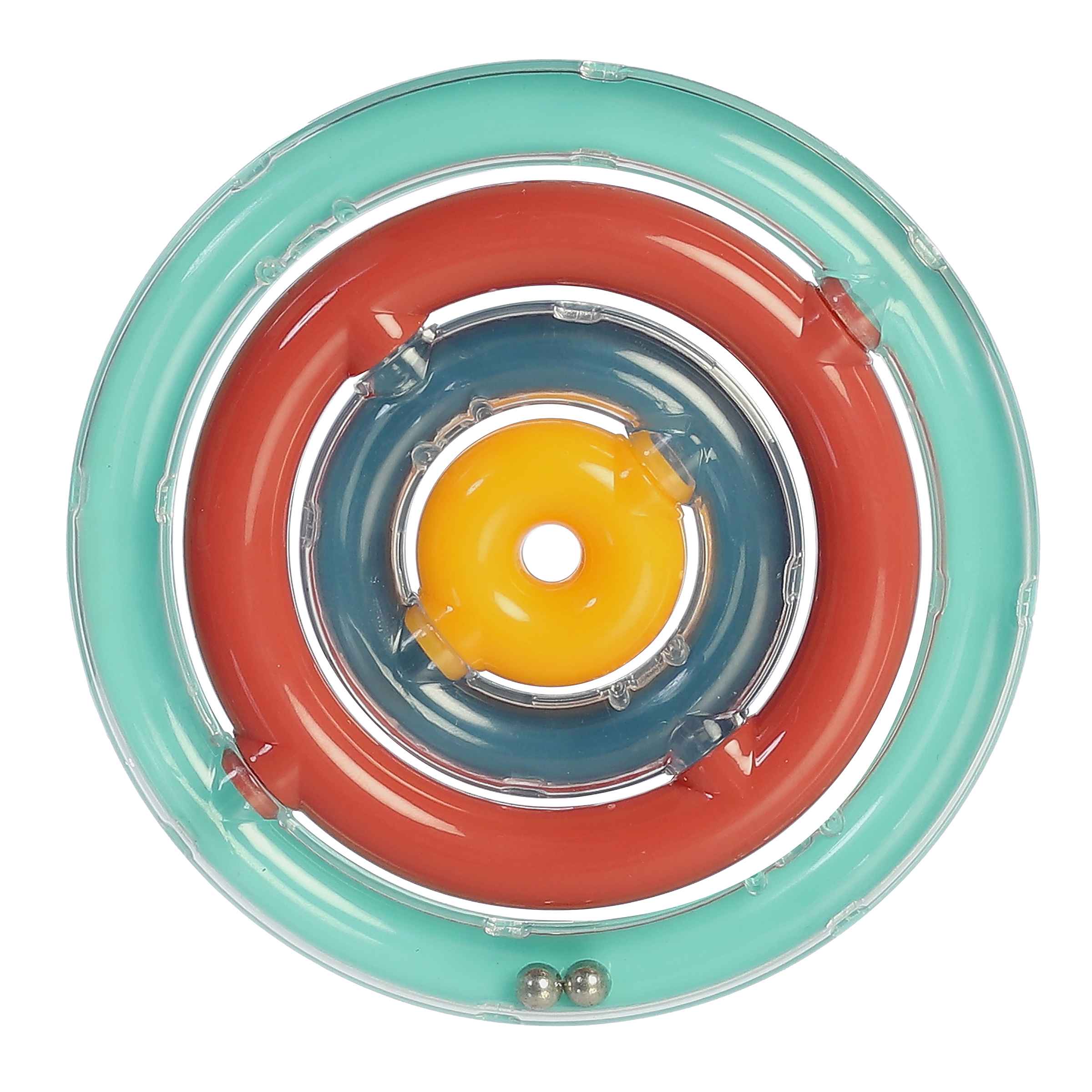 Rotating Maze Game by Aurora Toys, featuring concentric circles and metal balls, perfect for testing dexterity and strategy.