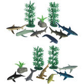 Mini Ocean Play Figures set with diverse marine life and plants for underwater exploration.