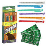Wilderness Tattoo Pens by Aurora Toys, with six colorful pens and three nature stencils.
