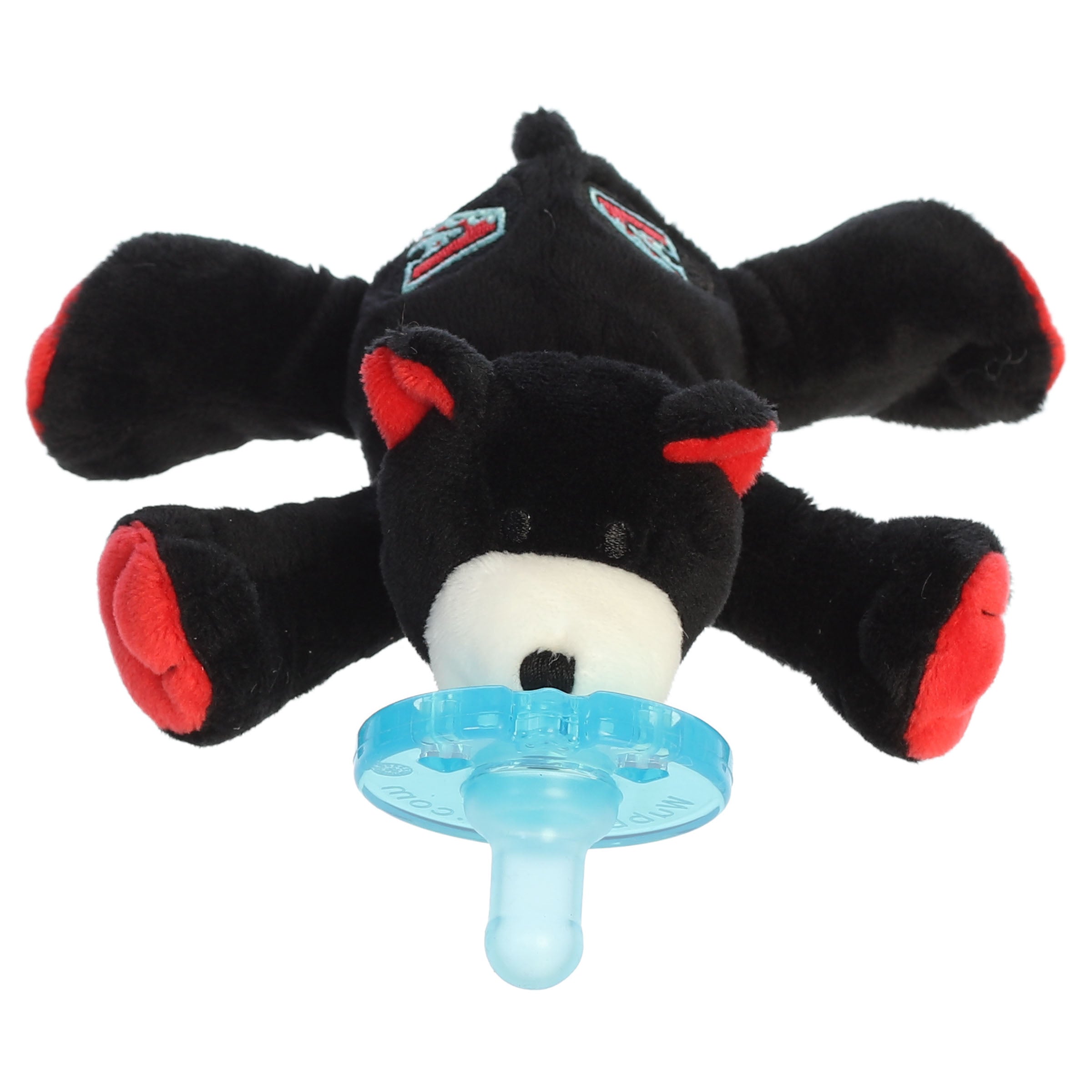 A WubbaNub bear pacifier plush from Aurora with Arizona Diamondbacks team logo details.