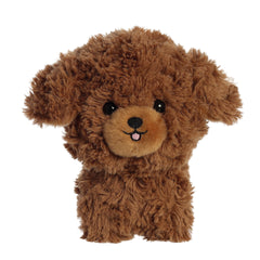 Brown poodle plush toy from Aurora stuffed animals with soft fur and curly texture.