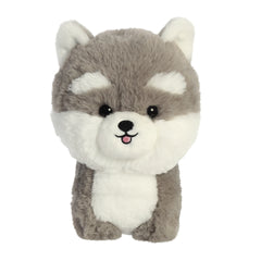 Husky plush toy from Aurora stuffed animals with soft, grey fur and blue eyes.