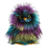 A chic owl plush with long multicolored, fluffy fur from Aurora’s Luxe Boutique collection.