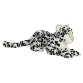 A white leopard plush toy from Aurora’s Luxe Boutique with black spots and plush premium fur.