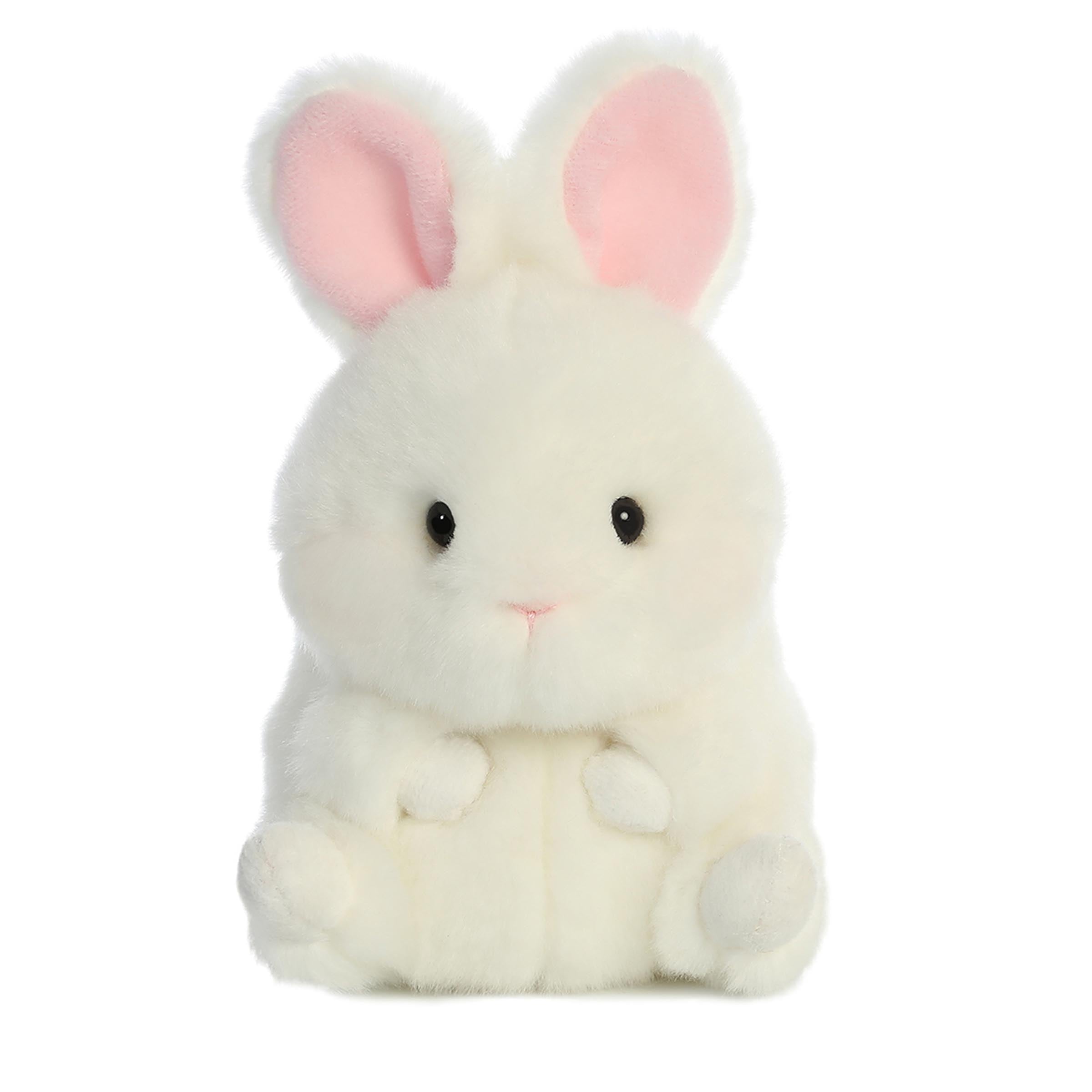 Bunbun Bunny plush from Rolly Pet, featuring a round, soft white body and pink inner ears