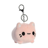 Pink Meowchi plush keychain from Tasty Peach by Aurora with soft fabric and embroidered face