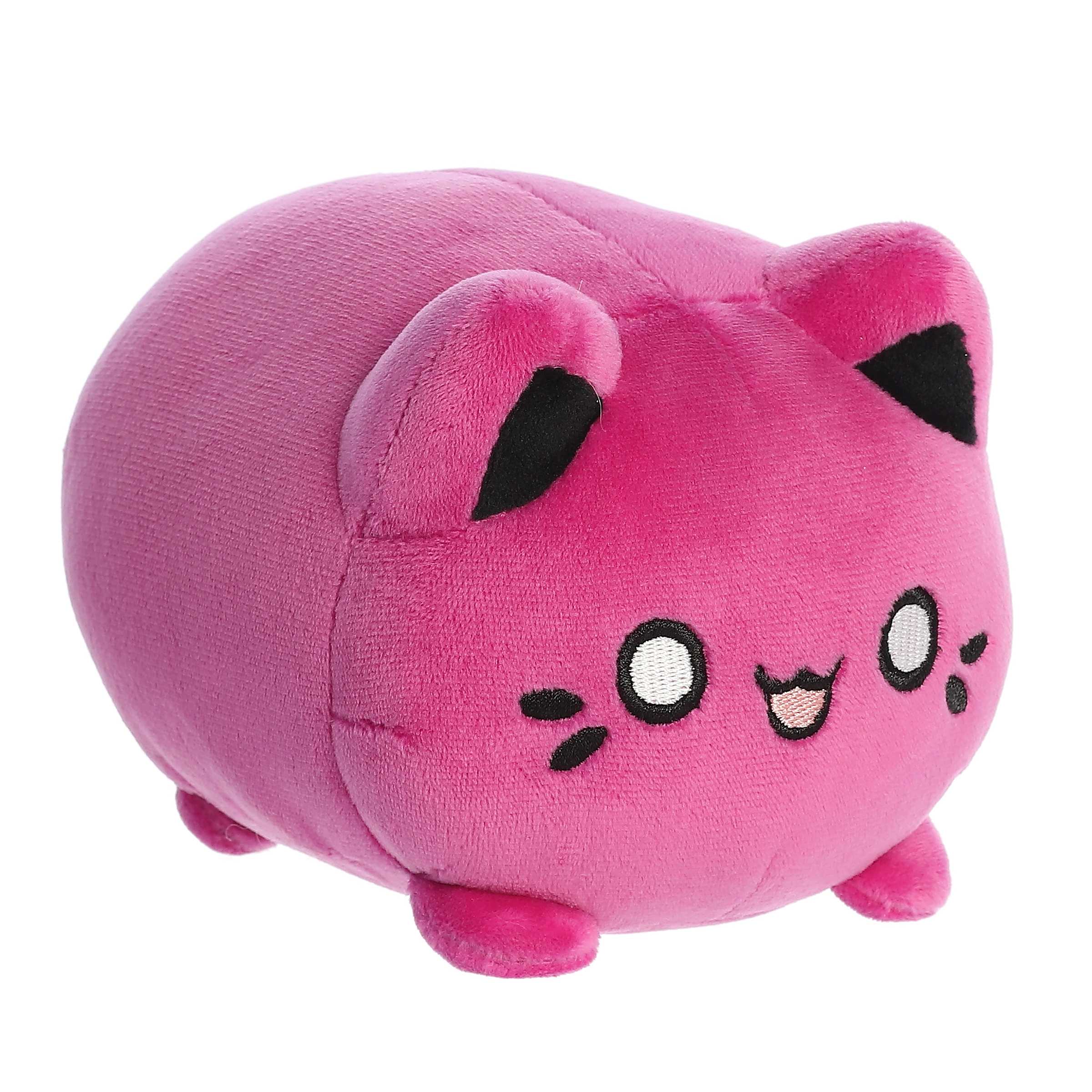 A round and fluffy purple meowchi plush by tasty peach, with a happy expression this cat plush is ready for fun and love