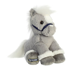 Grey Horse plush from Breyer - Bridle Buddies by Aurora, featuring a soft grey coat and striking white mane and tail.