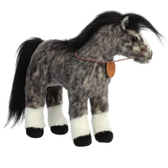 Andalusian horse plush from Breyer - Showstoppers by Aurora, featuring a grey dappled coat and luxurious black mane